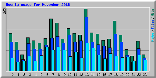 Hourly usage for November 2016
